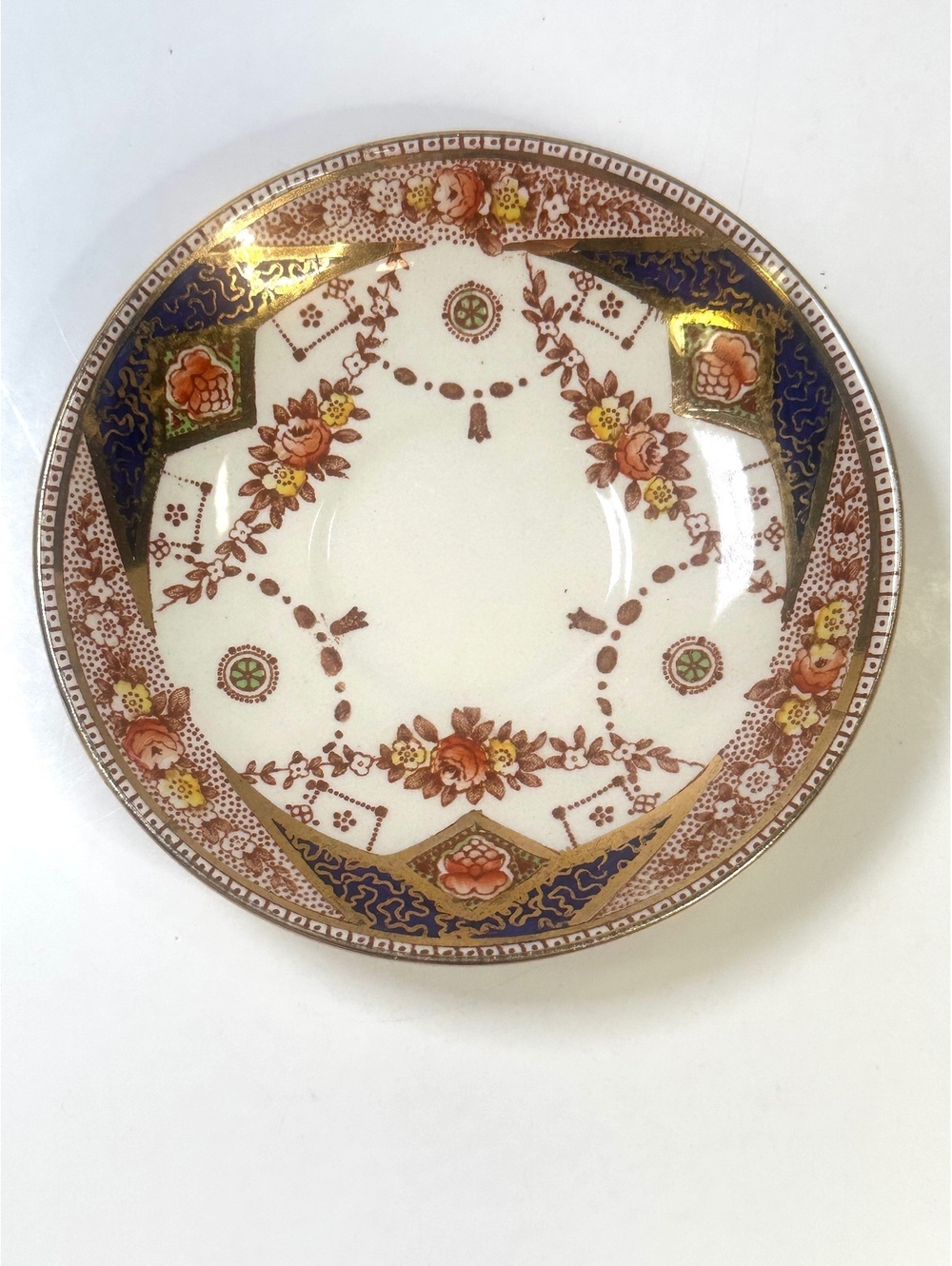 A.J. Wilkinson Royal Staffordshire England Imari Floral Gold Saucer #5625
